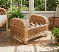 Stunning Woven Cane & Rattan Ottoman / Boho Coffee Table / Bench