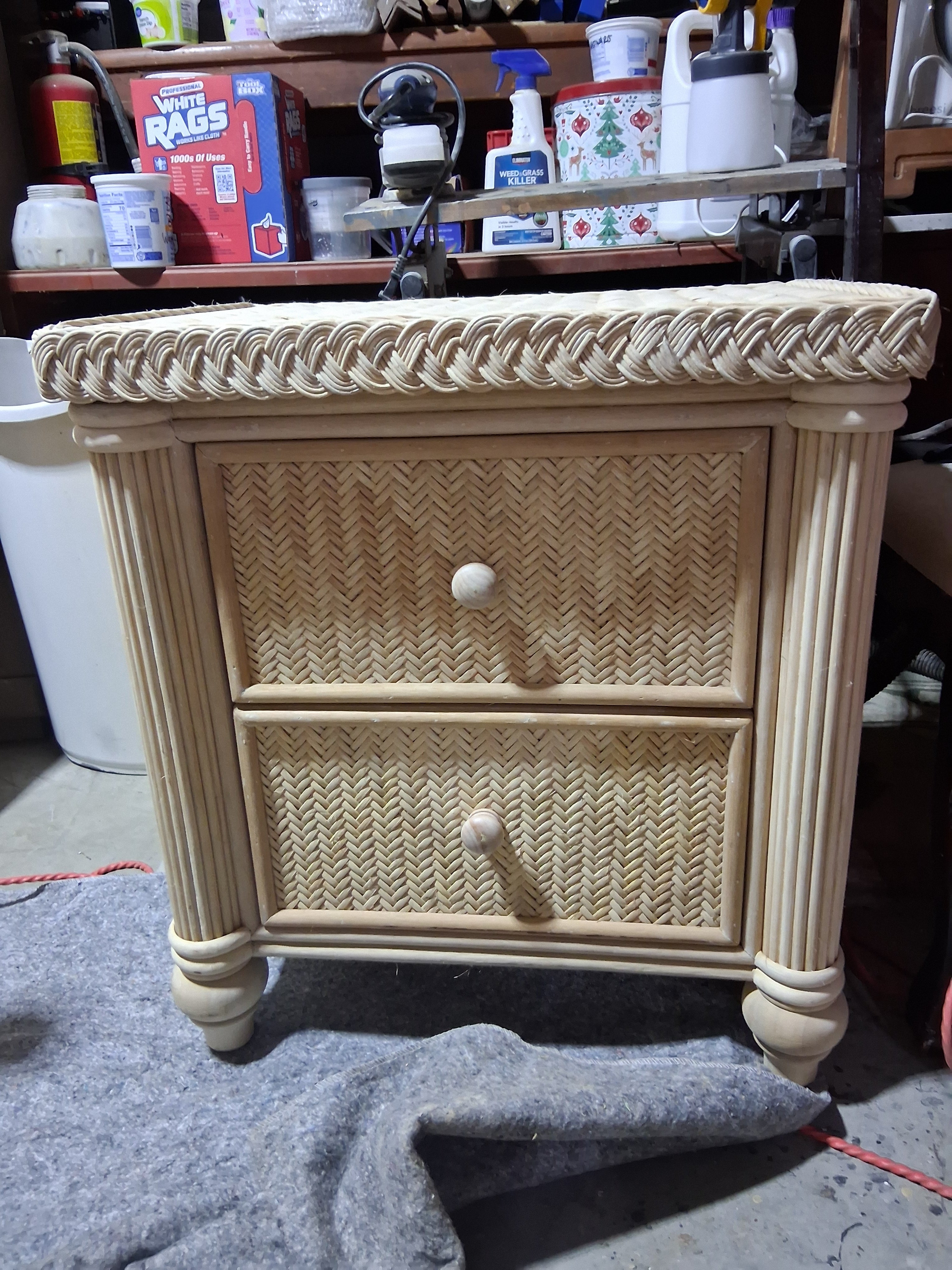 Glass Top 2 Drawer Nightstand