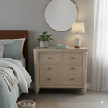 4 Drawer Rattan Glass Top Accent Dresser