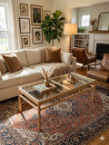 Mid-Century Modern Premium Rattan Glass Top Coffee Table