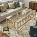 Premium Rattan Glass Top Rectangular Coffee Table