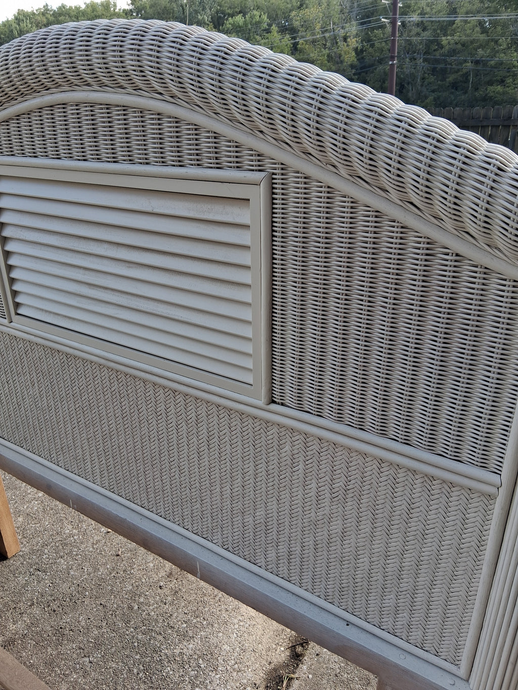 White Premium Rattan/Wicker Queen Size Bed Frame & Tallboy Set