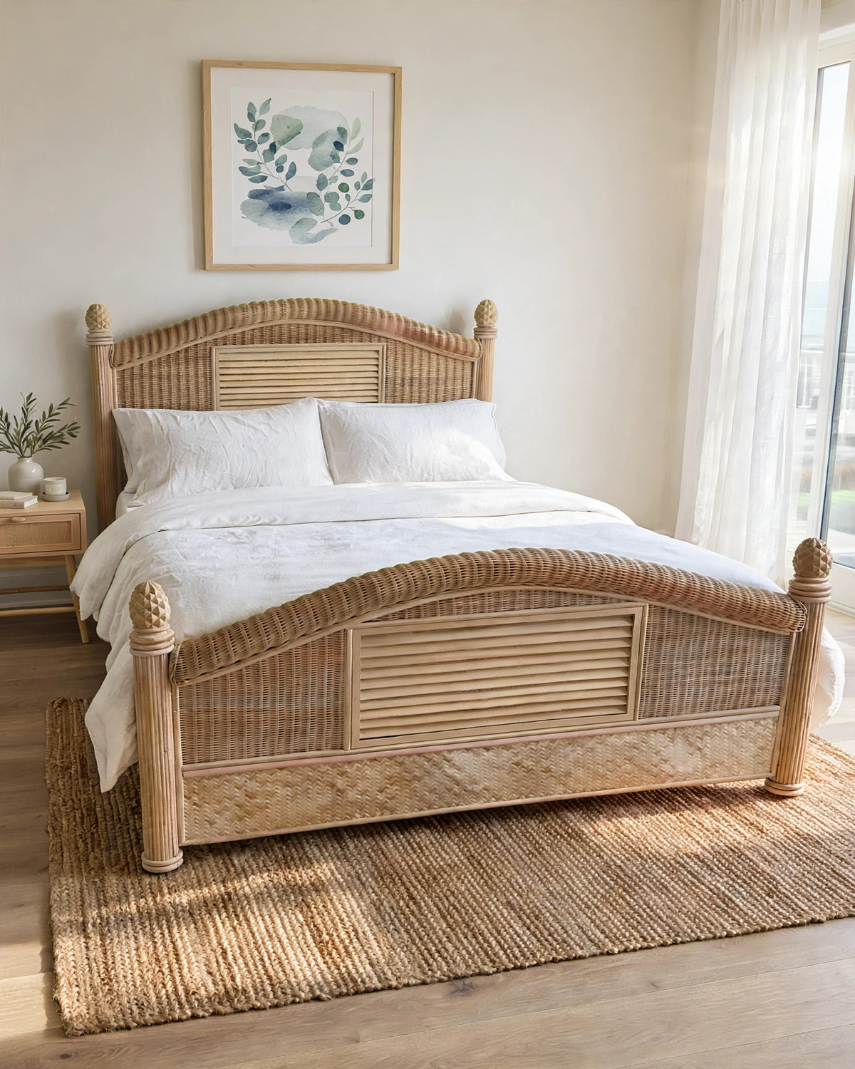 Tropical Queen Size Natural Rattan Bed
