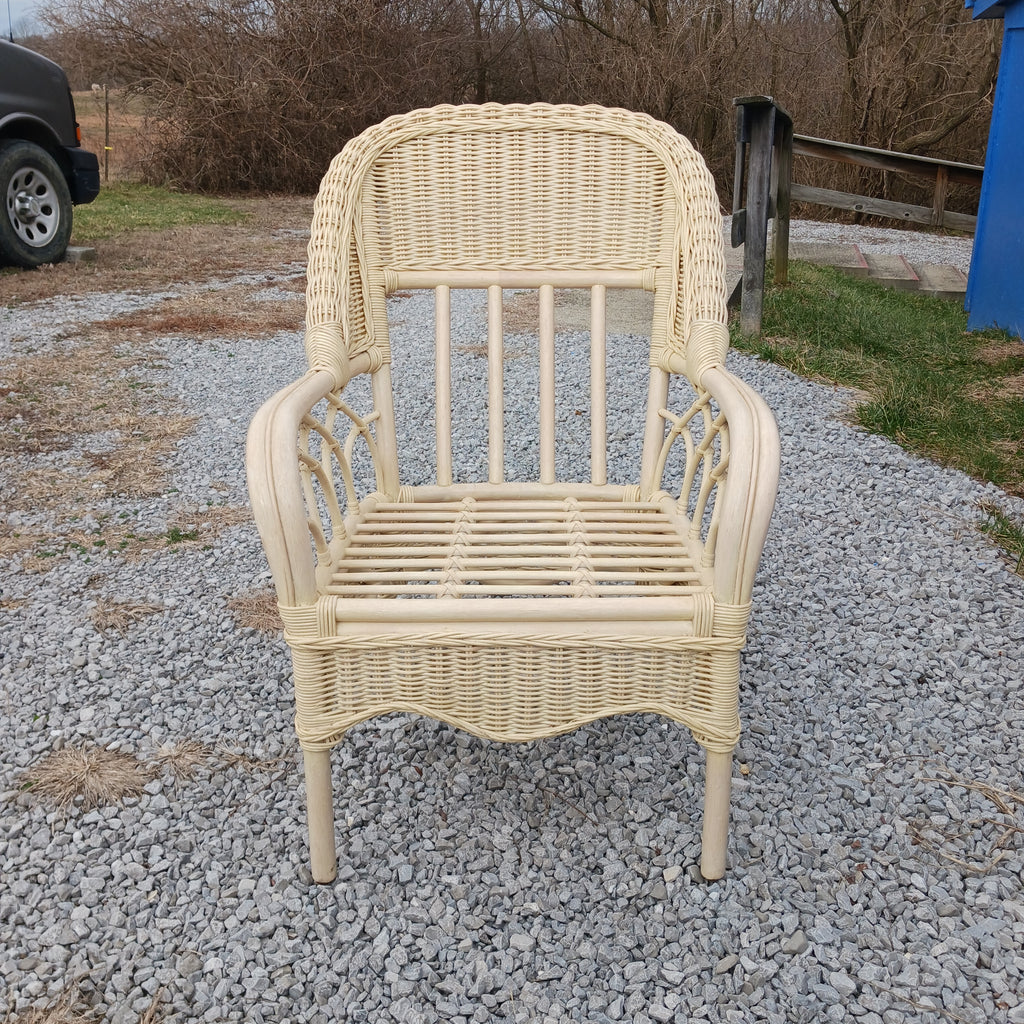 White Highback Rattan Armchair