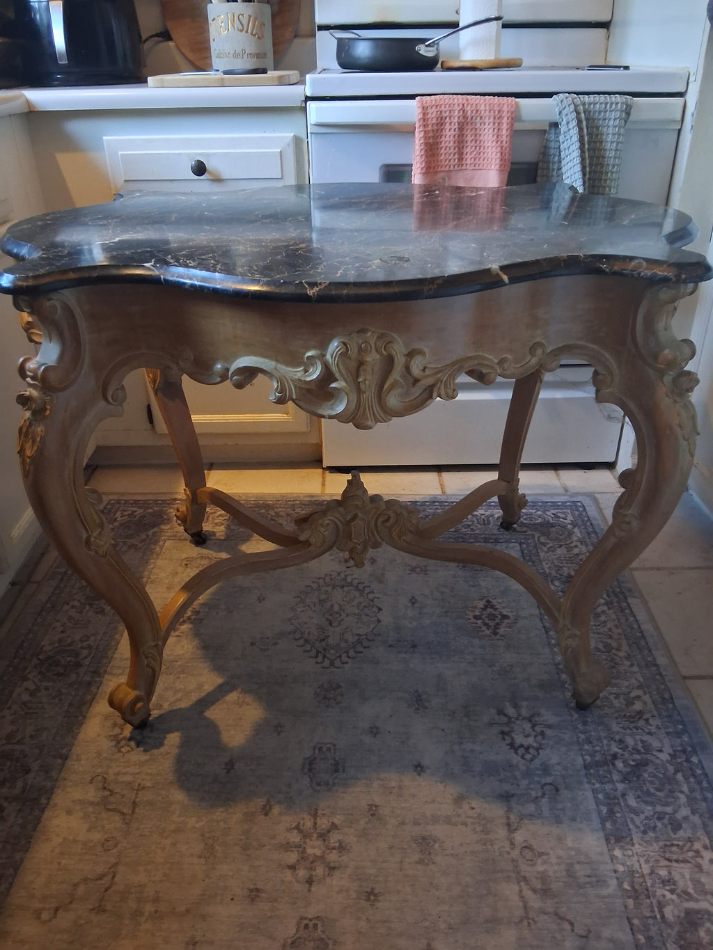 Vintage French-Style Marble Top Vanity
