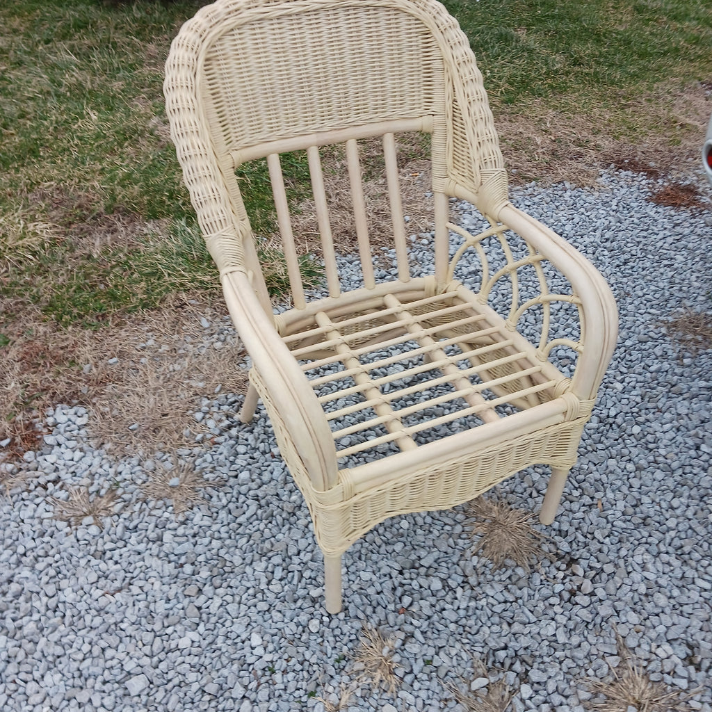 White Highback Rattan Armchair