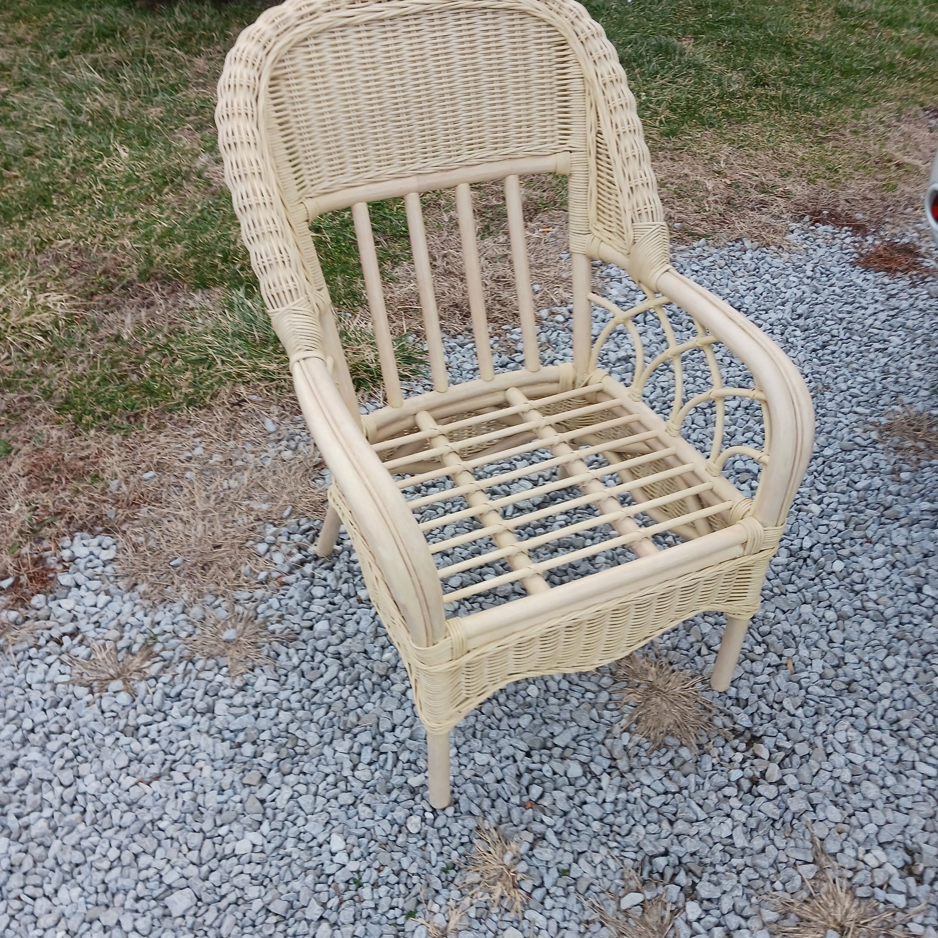 White Highback Rattan Armchair
