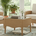 Square Rattan Glass Top Coffee Table